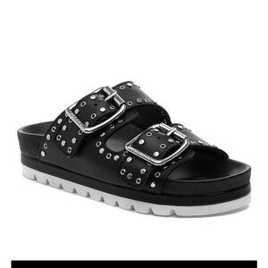 Gently worn studded leather sandals